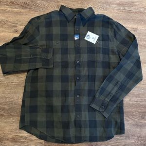 Plaid button up shirt size L